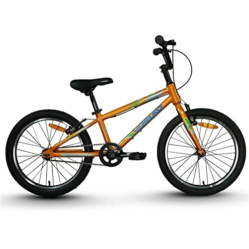 BMX : TAURU Bicicleta infantil de 20 pulgadas, bicicleta de freno V para niños y niñas, marco de aleación de aluminio, sin cambio de velocidad (naranja)