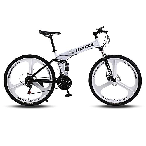 BMX : WJTRK1 24 Pulgadas Bikes Bicicleta Montaa, Velocidad 21 / 24 / 27 Plegable de Aluminio Doble Freno Disco, 24-Speed Shift, White