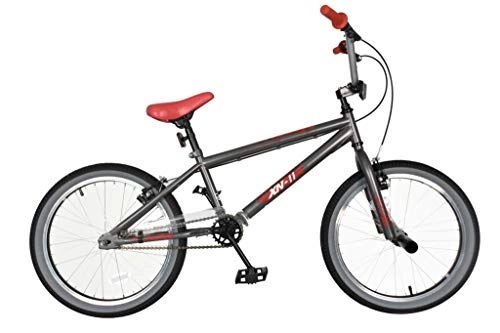 BMX : XN -11 bicicleta BMX Freestyle de 20 pulgadas para niños de una sola velocidad, 25-9t, 2 clavijas de acrobacias – gris / rojo
