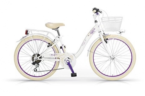 Crucero : Bicicleta MBM FLEUR 24 "6S marco de acero - cesta de la bicicleta incluido (White)