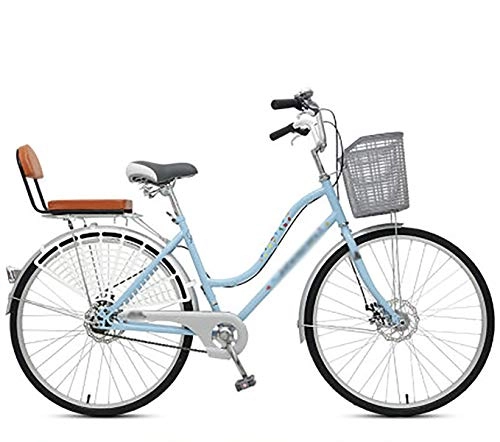 Crucero : LIXIGB Bicicleta de Mujer de 6 velocidades Comfort Bike, Cruiser Bike 24 / 26 Pulgadas, Blue Single speed2, 24inch