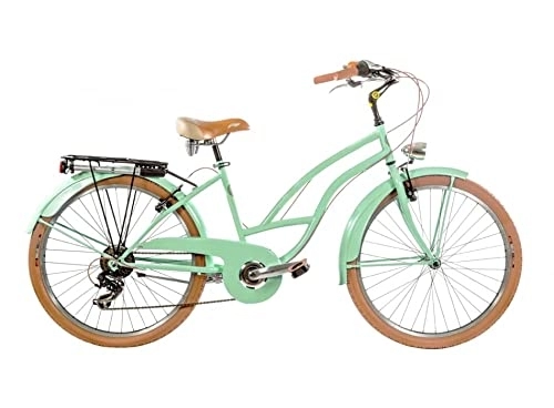 Crucero : OFFICINE ICAR CICLI ACCESSORI RICAMBI Bicicleta 26 Cruiser para mujer, Shimano 7 V, bicicleta de paseo, estilo americano, ciudad, fabricada en Italia, modelo CR26D, color verde