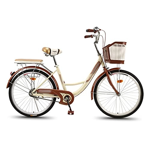 Crucero : QILIYING Cruiser Bike Bicicleta de mujer de 24 pulgadas para adultos ordinarios de viaje de ciudad retro trabajo luz luz luz adulto hombre y mujer estudiante señora coche (color: azul, tamaño: 24)