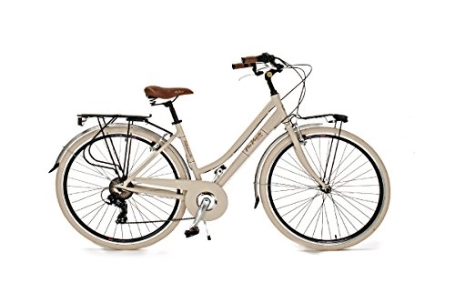 Crucero : Via Veneto VV605AL Bicicleta de Paseo Mujer Beige | Bicicleta Vintage de Paseo 6 Velocidades, Chasis de Aluminio, Guardabarros, Luces LED y Portaequipajes | Bici Urbana Mujer