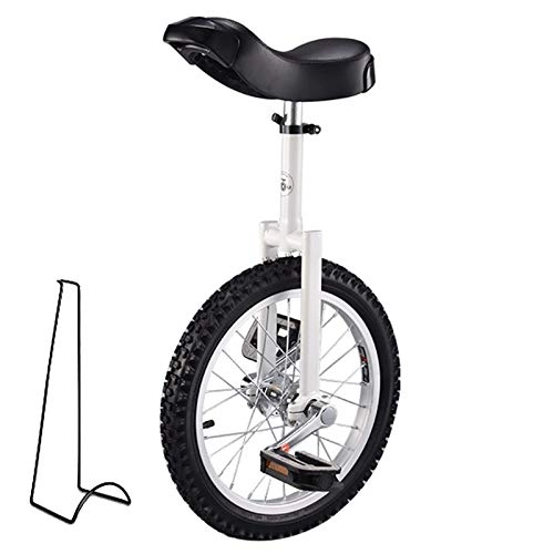 Monociclo : aedouqhr Ciclismo para Principiantes / Profesionales, niños / Adultos / Adolescentes Bicicleta estática para Exteriores, con Soporte, llanta Antideslizante, llanta de aleación (Color: Blanco, Tamaño: