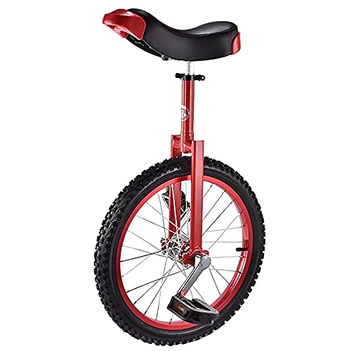 Monociclo : aedouqhr Monociclo de Ruedas de 18 Pulgadas para niños / Principiantes, niños / niñas (8 / 9 / 10 / 11 / 12 años), Ciclismo de Equilibrio Ajustable en Altura, llanta de aleación Coloreada (Color: Rojo)