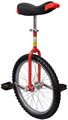 Monociclo : Bicicleta de Una Rueda, Monociclo 20 Pulgadas Diseño Ergonómico + Parachoques Delanteros Traseros + Abrazadera de Liberación Conveniente Altura Ajustable 80 - 94 cm Rojo, para Niño Mayor de 12 Años