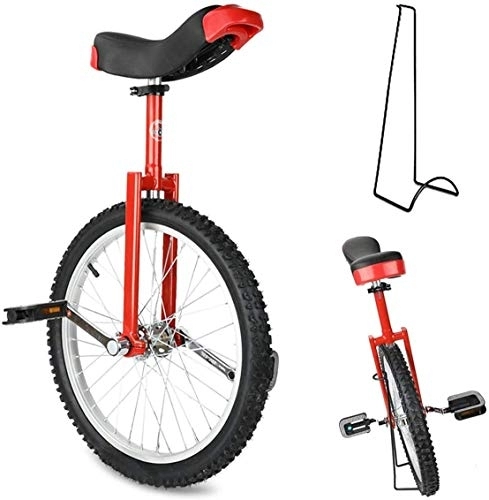 Monociclo : LXLH Monociclo, Ejercicio de Ciclismo de Equilibrio de neumático de montaña Antideslizante Ajustable en Altura, con Soporte de Monociclo, Monociclo de Rueda, Rojo, 18 Pulgadas