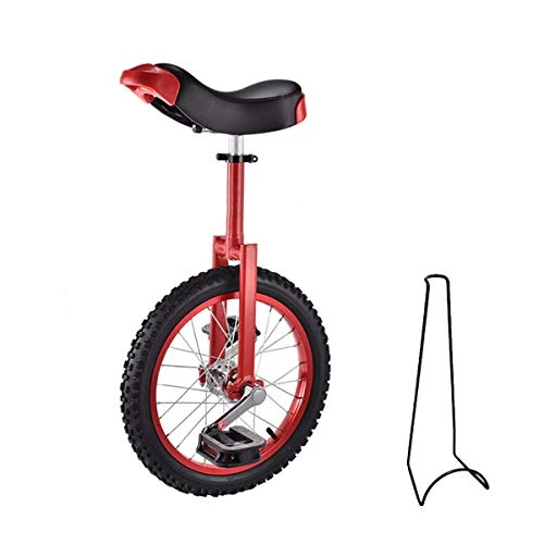 Monociclo : Monociclo infantil de 16 pulgadas y 18 pulgadas, altura regulable, con soporte para bicicleta y herramientas de montaje, carga máxima de 150 kg (rojo)