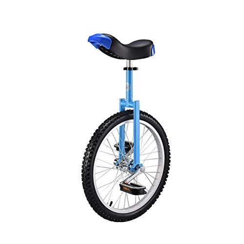 Monociclo : Qilo 20"Pulgadas Unicycle Cool Skidprow Falked Balance Competición al Aire Libre One Wheel Bike para Adultos Niños Chica Chico Jinete, Regalo, Azul