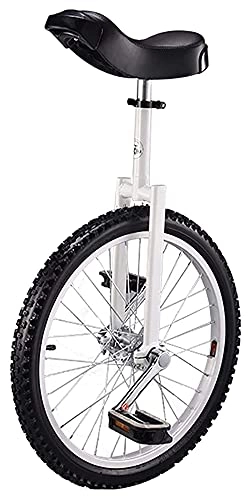 Monociclo : Unicycles para Adultos, niños, Unisex Bike Unicicycle, Bicicleta de Altura de Altura Ajustable de 20 Pulgadas de Solo Ruedas de Ruedas, Mejor cumpleaños, 5 Colores (Color : White)