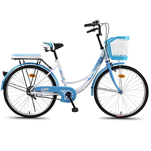 Paseo : 26"Bicicleta De Crucero para Mujer con Cesta Delantera, Bicicleta Clásica De Bicicletas De Playa con Asiento, Freno De Doble Freno, Cómodo Viajero De Viajes A La Playa.(Color:Azul)