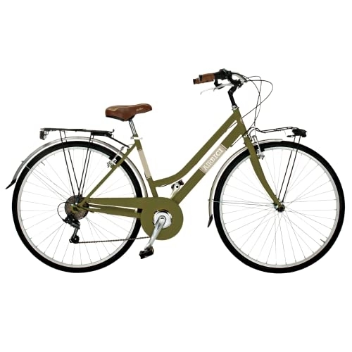 Paseo : Airbici 603AC Bicicleta de Paseo Mujer Verde Oliva | Bicicleta Vintage de Paseo 6 Velocidades, Chasis de Acero, Guardabarros, Luces LED y Portaequipajes | Bici Urbana Mujer Modelo Allure 603AC
