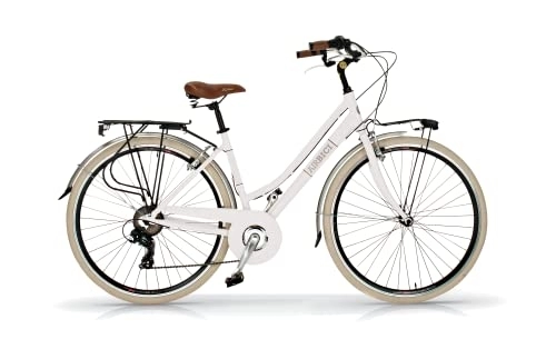 Paseo : Airbici Bicicleta de Paseo Mujer Blanca Modelo Elegance 605AL | Bicicleta Vintage de Paseo 6 Velocidades, Chasis de Aluminio, Guardabarros, Luces LED y Portaequipajes | Bici Urbana Mujer