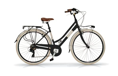 Paseo : Airbici Bicicleta de Paseo Mujer Color Negro Modelo 605AL | Bicicleta Vintage de Paseo 6 Velocidades, Chasis de Aluminio, Guardabarros, Luces LED y Portaequipajes | Bici Urbana Mujer