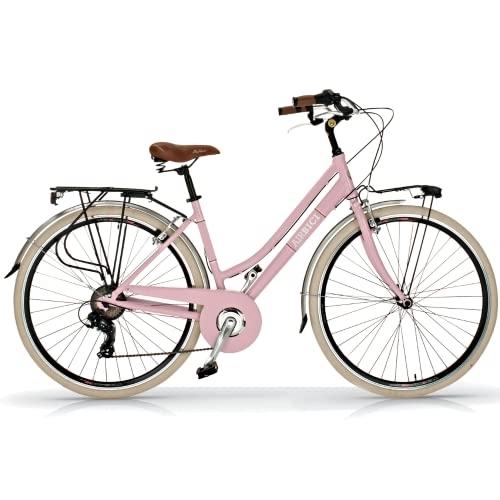 Paseo : Airbici Bicicleta de Paseo Mujer Rosa Modelo Elegance 605AL | Bicicleta Vintage de Paseo 6 Velocidades, Chasis de Aluminio, Guardabarros, Luces LED y Portaequipajes | Bici Urbana Mujer
