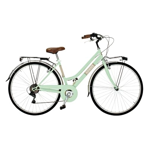 Paseo : Airbici Bicicleta de Paseo Mujer Verde Giulietta | Bicicleta Vintage de Paseo 6 Velocidades, Chasis de Acero, Guardabarros, Luces LED y Portaequipajes | Bici Urbana Mujer Modelo Allure 603AC