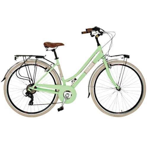 Paseo : Airbici Bicicleta de Paseo Mujer Verde Giulietta Modelo Elegance 605AL | Bicicleta Vintage de Paseo 6 Velocidades, Chasis de Aluminio, Guardabarros, Luces LED y Portaequipajes | Bici Urbana Mujer
