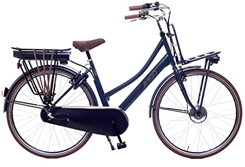 Paseo : Amigo E-Pulse - Bicicleta eléctrica para mujer, 28 pulgadas, holandesa con 3 marchas Shimano, apta a partir de 165 – 170 cm, color azul