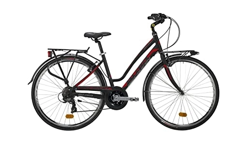 Paseo : Atala 2020 Discovery - Bicicleta de Ciudad para Mujer, 21 velocidades, Color Negro y Rojo, Talla 44 (S)