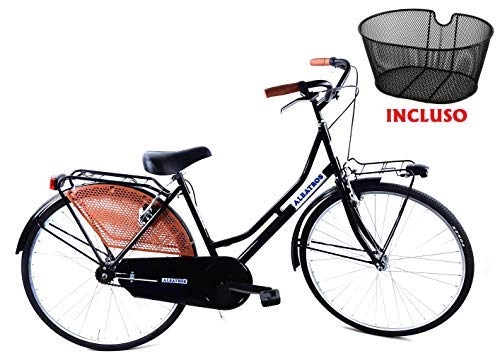 Paseo : Bicicleta 26″ Mujer / Hombre Albatros “Holanda” Senza Cambio de Acero + Cesta Anterior / en Negro