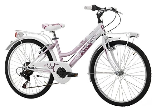 Paseo : Bicicleta Cinzia Daisy de niña, estructura de acero, cambio de 6 velocidades, ruedas de 61 cm, talla 38, niña, 8033389461294, Bianco / Rosa, 24