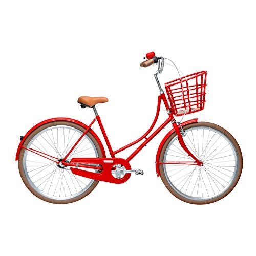 Paseo : Bicicleta Confort para Mujer: Velorbis Urban Chic 3 Velocidades, Bicicleta de 20 pulgadas con cesta grande y neumáticos protegidos contra pinchazos (Rojo Tráfico, 50 cm)