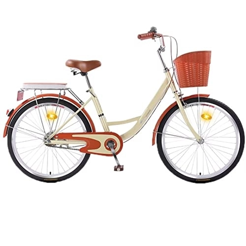 Paseo : Bicicleta de carretera para adultos, bicicleta de crucero cómoda con neumático de goma antideslizante, rueda de radios clásica, altura del sillín y del manillar ajustable, bicicleta urbana sola velocidad