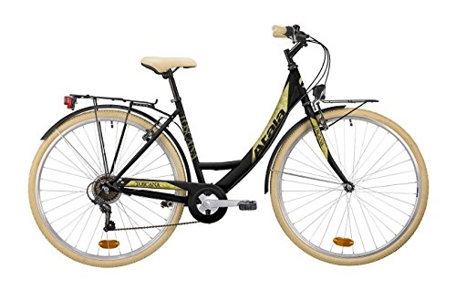 Paseo : Bicicleta de ciudad Unisex Atala Toscana, 6velocidades, color negro mate crema, tamao 28