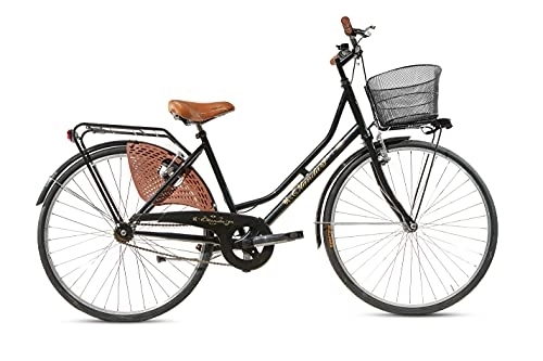 Paseo : Bicicleta de mujer de paseo Olanda medida 26 bicicleta de ciudad vintage retro con cesta negra