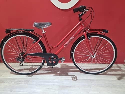Paseo : Bicicleta de paseo 28 City Bike con casilla de cambio Shimano 6 V, color rojo