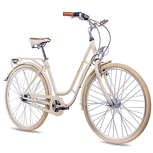 Paseo : Bicicleta de paseo Chrisson para mujer, 71, 12 cm, estilo vintage con 7G Shimano Nexus, color crema