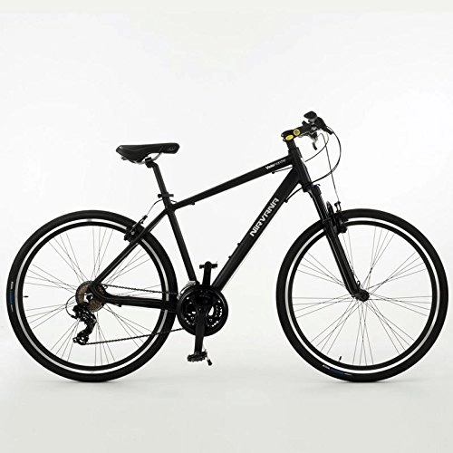Paseo : Bicicleta de trekking NIRVANA Velomarche con marco de aluminio y horquilla amortiguada., negro mate, 54 cm