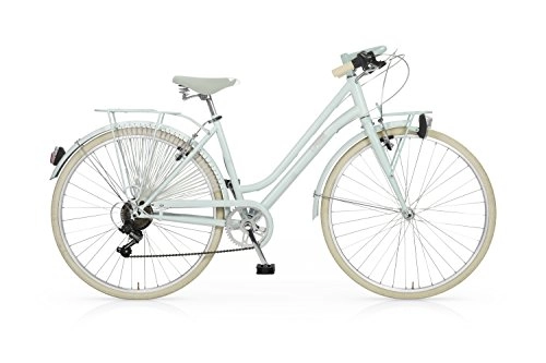 Paseo : Bicicleta MBM Apostrophe para mujeres, cuadro de acero, 28", 6 velocidades, talla 46 (Azul Agua Mate)