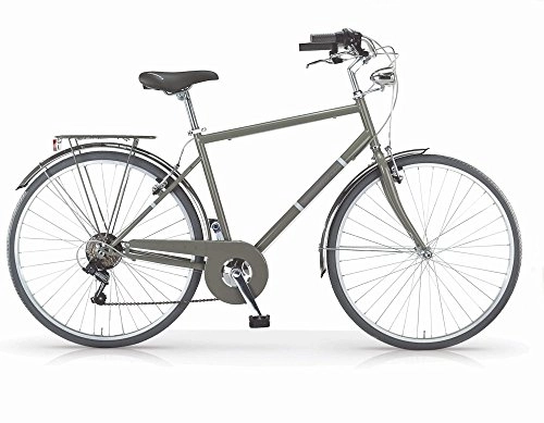 Paseo : Bicicleta MBM Silvery para hombres, cuadro de acero, 28", 6 velocidades, tamao 52, tres colores disponibles (Verde Militar, H52)