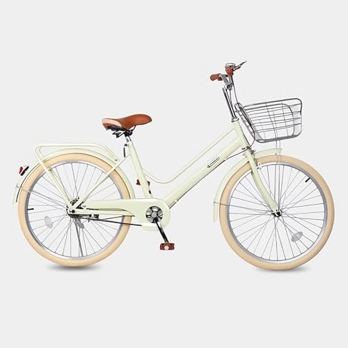 Paseo : Bicicleta Mujer, Bicicleta de Viaje Diario de 6 Velocidades con Marco Liviano de Acero con Alto Contenido de Carbono, Asiento Acolchado de Gran Tamaño (Color : Silver, Size : 26)