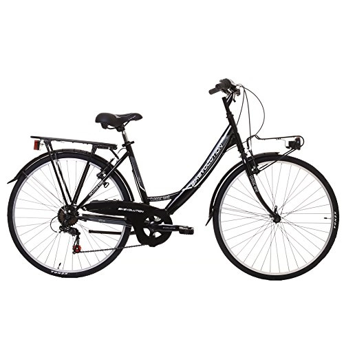 Paseo : BIKEVOLUTION - Bicicleta de ciudad para mujer 66 cm, 6 velocidades, color negro
