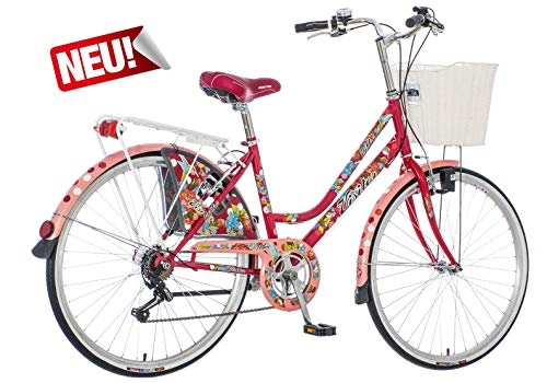 Paseo : breluxx® 26 Aduanas Damenfahrrad Venera Fashion Kolibri Citybike con Cesta + luz, Retro Bike, 6 Marchas Shimano, Modelo 2019