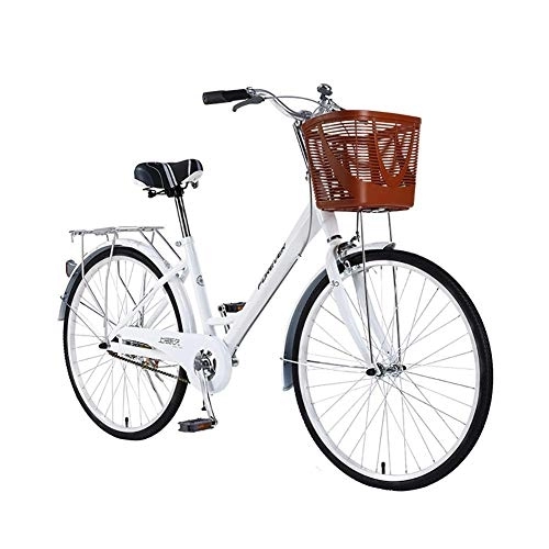 Paseo : CHHD Bicicleta para Mujer de 24 Pulgadas, Bicicleta Urbana de Acero con Alto Contenido de Carbono, una Velocidad, para Hombres y Mujeres, vehículos recreativos para Estudiantes Adultos,