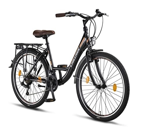 Paseo : Chillaxx Bike Strada Premium City Bike en 26 y 28 pulgadas – Bicicleta para niñas, niños, hombres y mujeres – 21 velocidades – Bicicleta holandesa de ciudad (28 pulgadas, freno V negro)