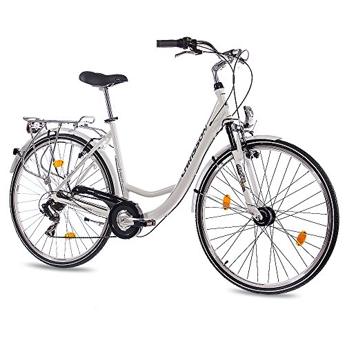Paseo : CHRISSON '28 Pulgadas Aluminio City Bike Bicicleta Bicicleta relaxia 1.0 con 6 velocidades Shimano Blanco