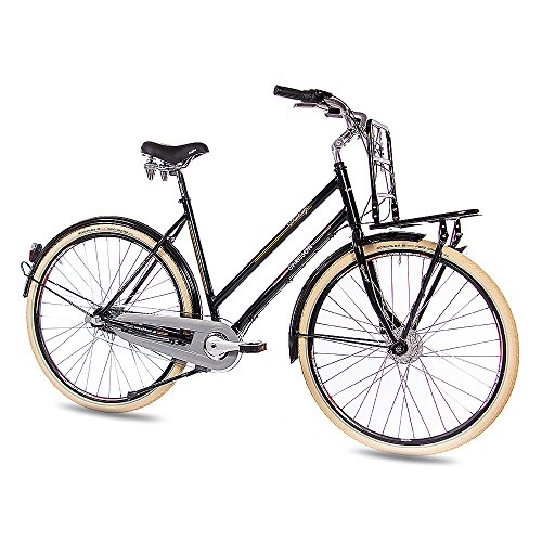 Paseo : CHRISSON Bicicleta de ciudad vintage de 28 pulgadas, para mujer, con 3G Nexus 3G, 56 cm - 71, 1 cm (28 pulgadas), color negro