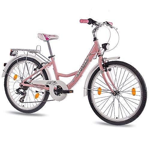 Paseo : CHRISSON Relaxia - Bicicleta infantil de 24 pulgadas para niña, color rosa, con 7 marchas Shimano, para niños de entre 9 y 12 años y 1, 35 m hasta 1, 50 m de estatura