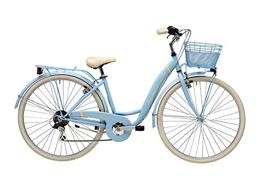 Paseo : CICLI ADRIATICA Bicicleta Panda de mujer marco de acero, rueda de 28", mujer, Azzurro Opaco, 44 cm