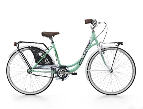 Paseo : Cicli Cinzia Bicicleta 26" Citybike Liberty Mujer 6 / V Revo Shift V-Brake Aluminio, Faros de pila verde menta / blanco