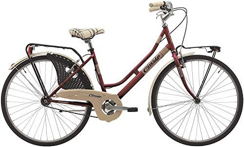 Paseo : Cinzia - Bicicleta de 26 pulgadas para ciudad, sin cambio, V-Brake aluminio, Amaranto