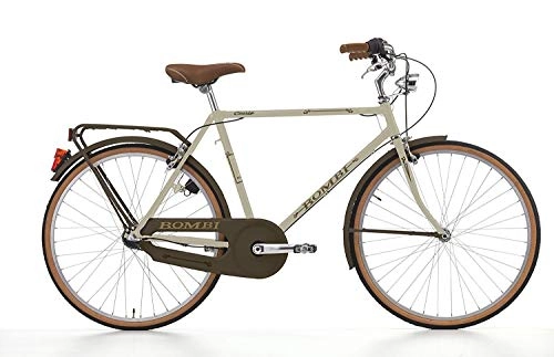 Paseo : CINZIA - Bicicleta de Hombre de 26 Pulgadas, Bombas de una Sola Velocidad, con portaequipaje, Color Crema y Tabaco