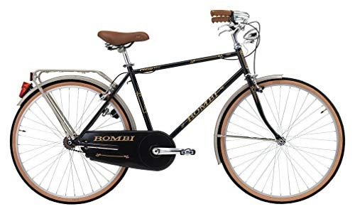 Paseo : CINZIA - Bicicleta de Hombre de 26 Pulgadas, Bombas de una Sola Velocidad, con portaequipaje, Color Negro y Dorado