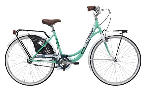 Paseo : CINZIA City Bike Liberty - Bicicleta de 26 pulgadas para mujer, monovelocidad, verde menta y blanco