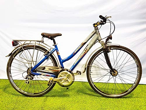 Paseo : CINZIA Planet - Bicicleta de 28 pulgadas para mujer, de aluminio, cambio Shimano de 21 V, gris y azul